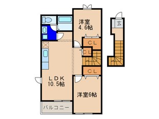 エヴァーグリーン　F棟の物件間取画像